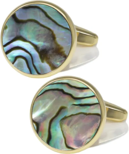 Men Mother Pearl Cufflinks With Box Gold Plated Rim Lapis Cuff Links Wedding Gift Abalone