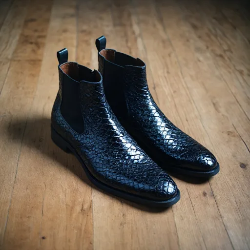 Elevate your style with black python skin short boots for men