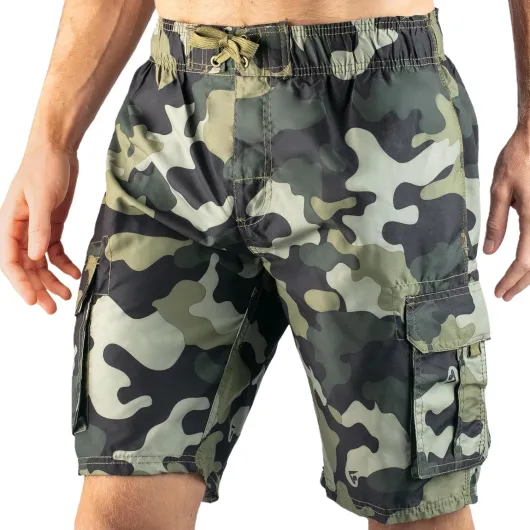 Mens Barracuda Swim Trunks (Regular & Extended Sizes) X-Large Camo Army Green