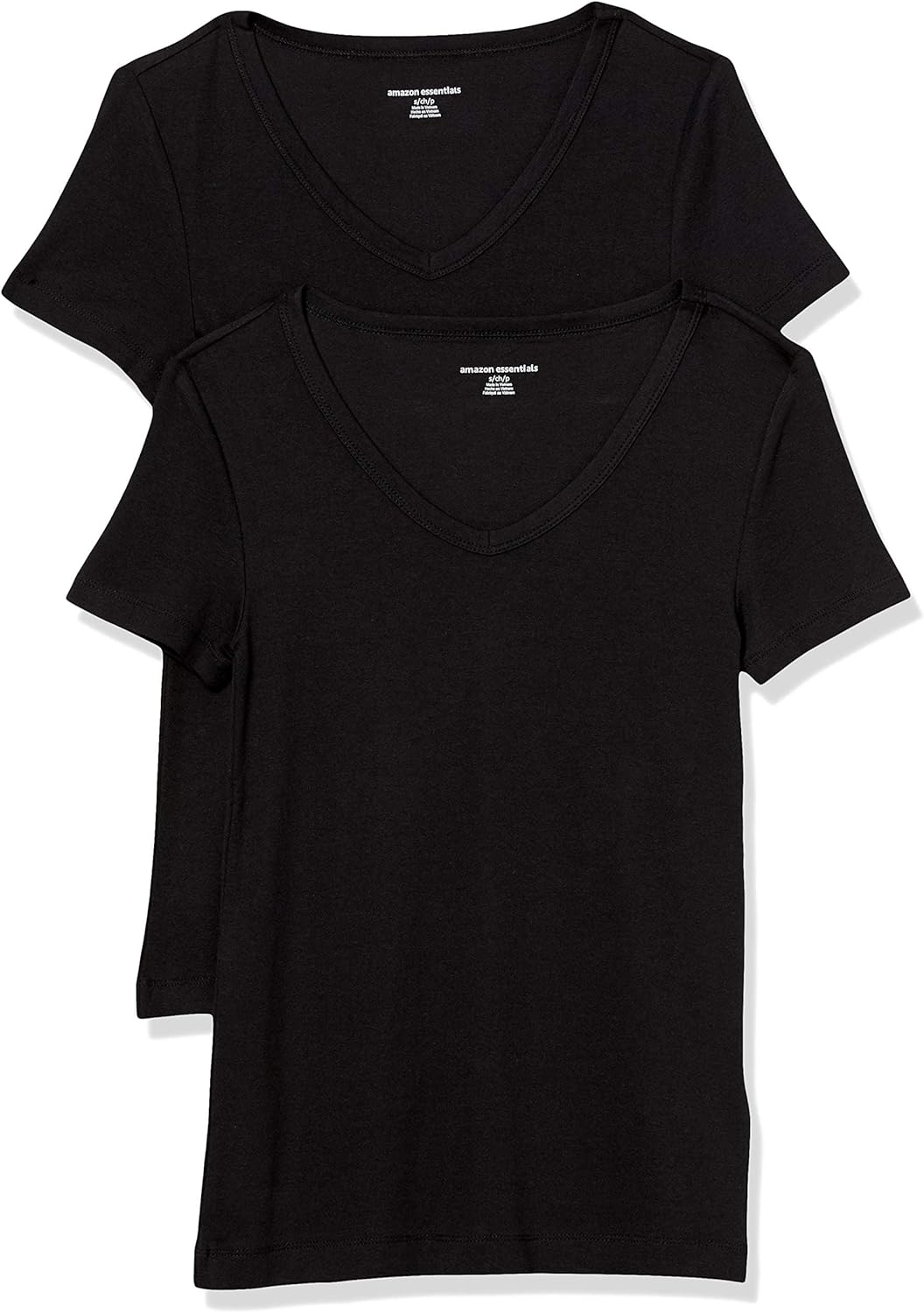 Womens Slim-Fit Short-Sleeve V-Neck T-Shirt XX-Large Black