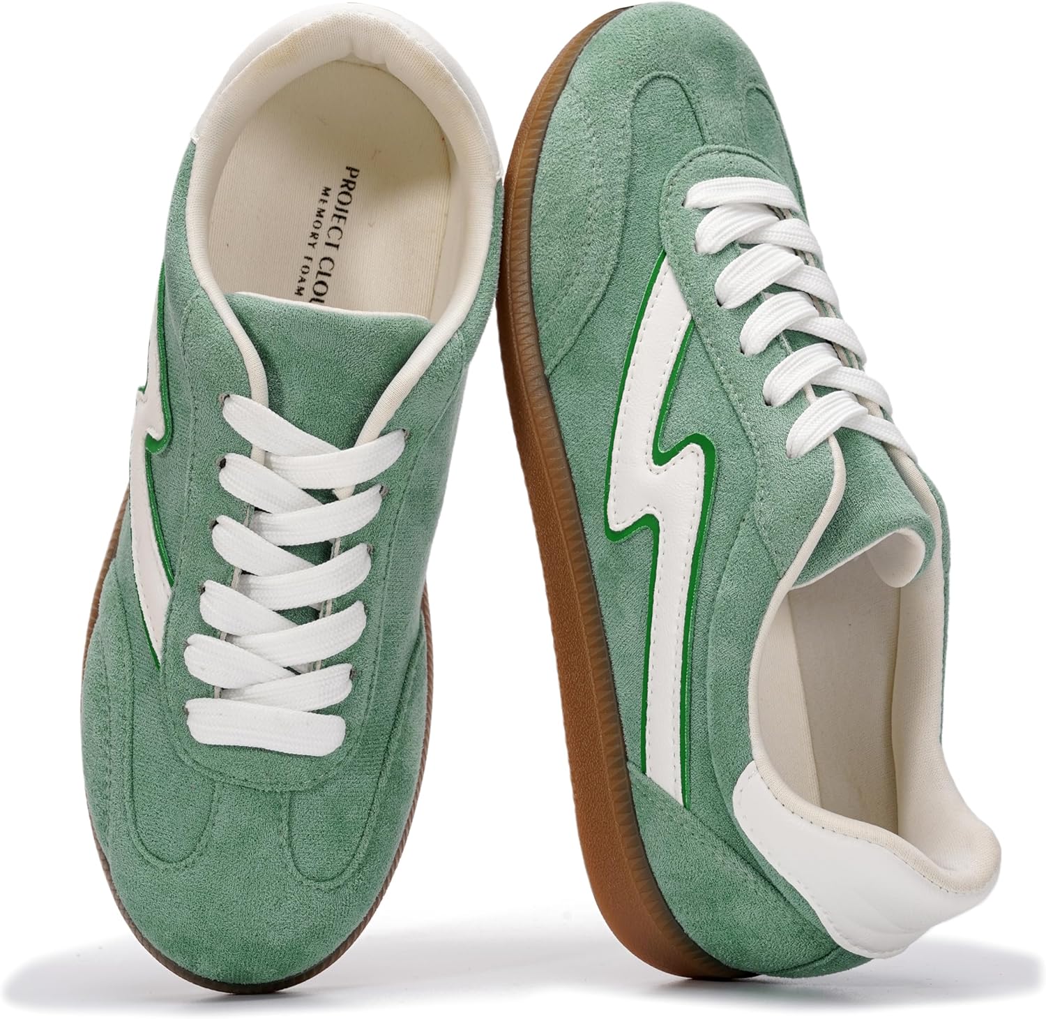 Sneakers for Women - Lace-Up Shoes for Women Trendy Women Sneakers with Memory Foam Insole Women's Fashion Sneakers Non-Slip Womens Shoes (Irita) 5.5 Green Multi