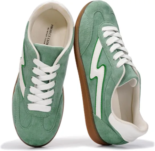 Sneakers for Women - Lace-Up Shoes for Women Trendy Women Sneakers with Memory Foam Insole Women's Fashion Sneakers Non-Slip Womens Shoes (Irita) 5.5 Green Multi