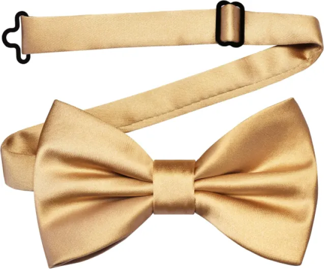 Branduce Solid Color Pre-tied Bow Tie Quality Adjustable Bowtie for Men Party Wedding Champagne Gold