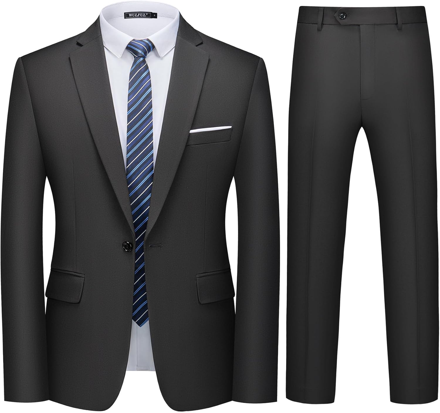 Men's 2 Piece Slim Fit Suit Set One Button Blazer Jacket Pants Tuxedo Set for Party, Wedding and Business X-Large Black