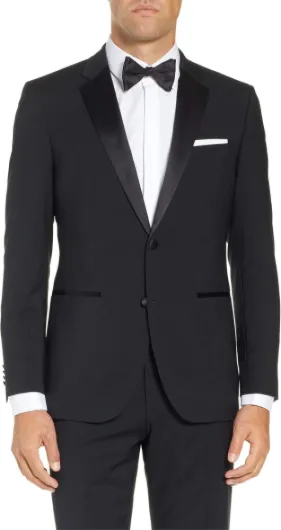 Men's Classic & Slim Fit Two-Piece Formal Tuxedo Suit 34 Black-slim Fit