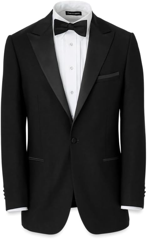 Men's Wool Stretch Single Breasted Peak Lapel Tuxedo Jacket 44 Short Black