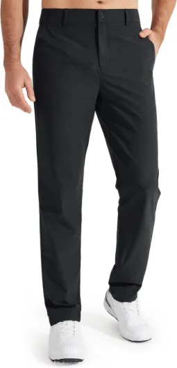 Mens Golf Pants Stretch Work Dress Pants 30"/32"/34" Quick Dry Lightweight Casual Comfy Trousers with Pockets 34W x 32L Black