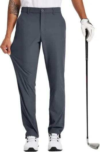 Men's Golf Pants 30"/32"/34" Lightweight Comfy Stretch Work Dress Pants Dark Grey 32W x 30L