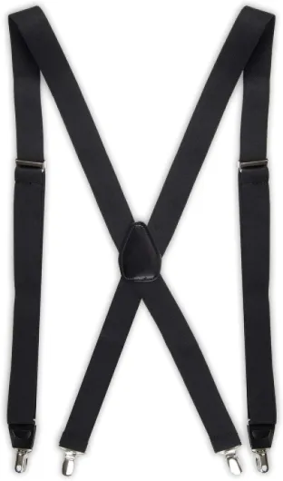 Mens Solid Suspender One Size Black