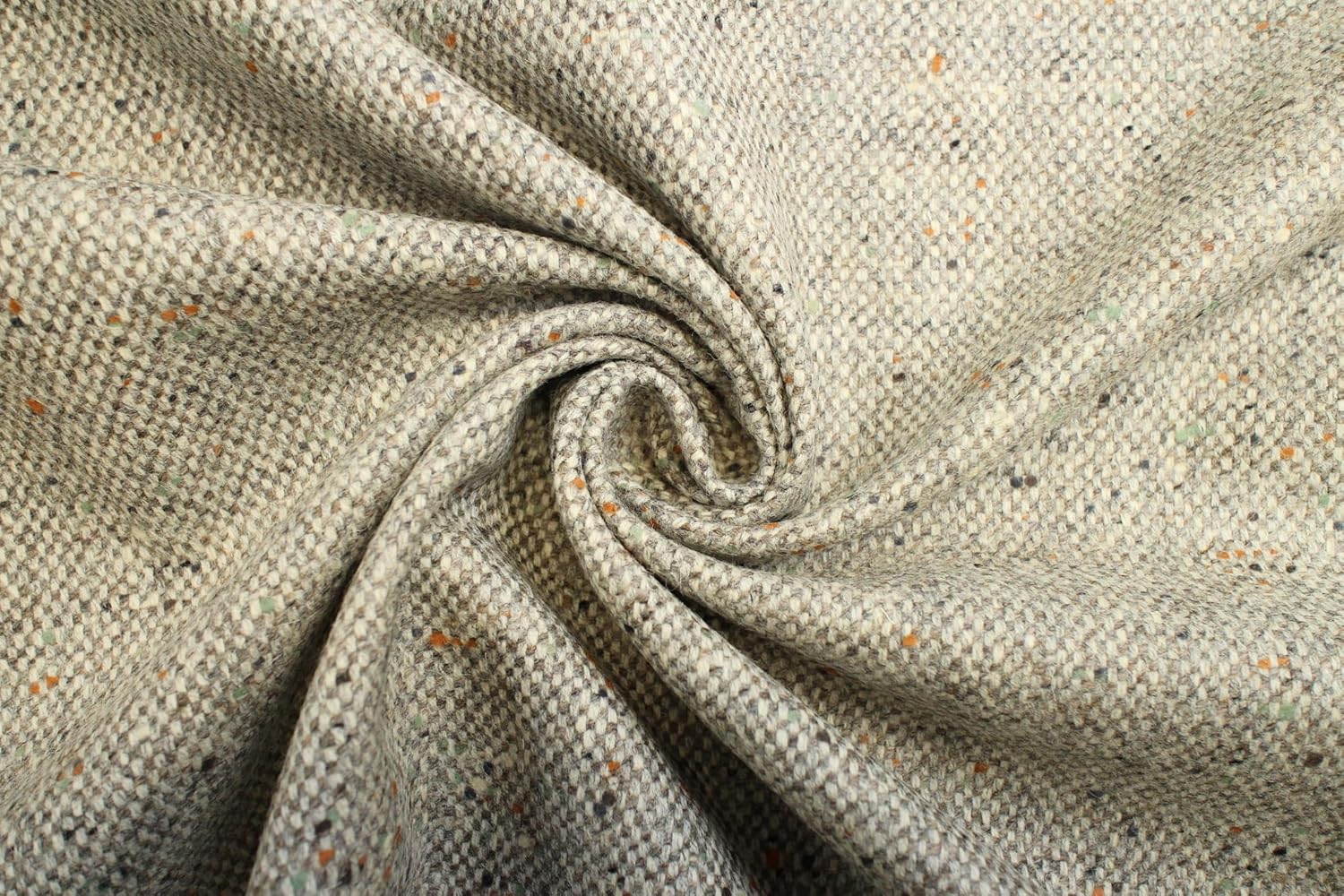 English Pure New Wool Tweed Fabric - 1 Yard precut Length (Grey Donegal Hopsack)
