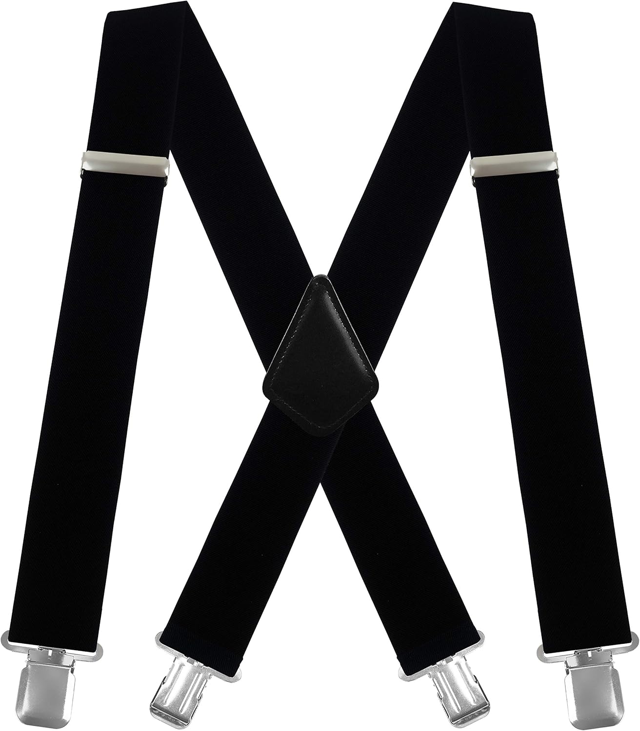 Men's X-Back 2 Inches Wide Heavy Duty Clips Adjustable Suspenders Black