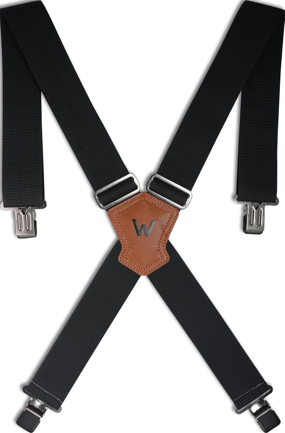 2Inch Wide Clip-On Work Suspenders, Heavy-Duty Work Suspenders Men, Big Tall Suspender For Seniors, Black Men Suspender For Jeans