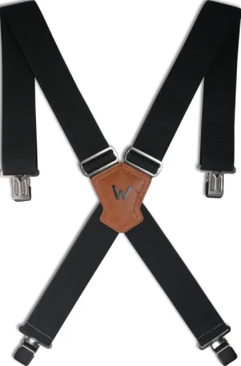 2Inch Wide Clip-On Work Suspenders, Heavy-Duty Work Suspenders Men, Big Tall Suspender For Seniors, Black Men Suspender For Jeans