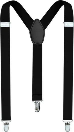 Men's Suspender - Adjustable Y-Back Clip-On Suspenders for Men with Heavy Duty Strong Clips Black