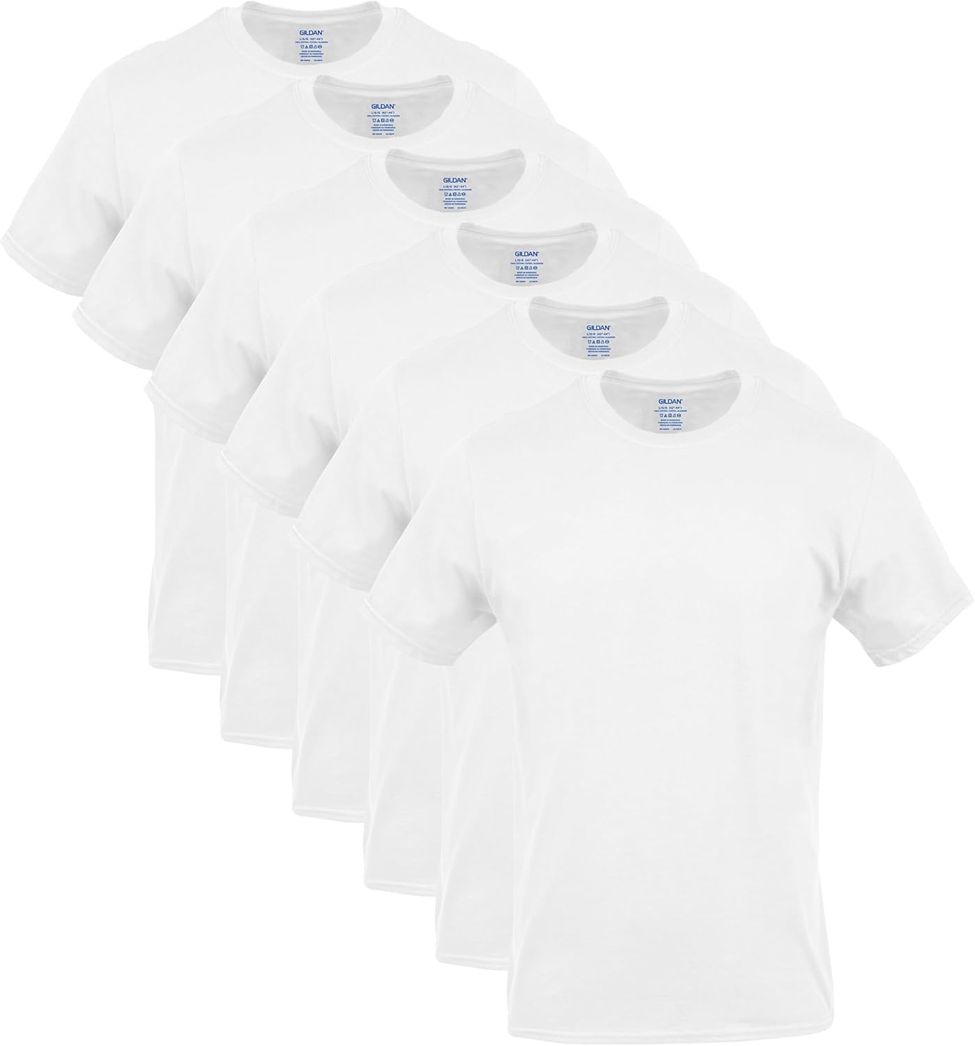 Men's Crew T-Shirts, Multipack, Style G1100 6 White X-Large