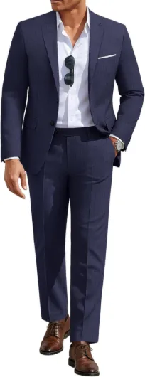Men's 2 Piece Suits Classic Fit 2 Button Casual Suits Sets Blazer Jacket and Dress Pants for Wedding Business Prom Navy Blue 38