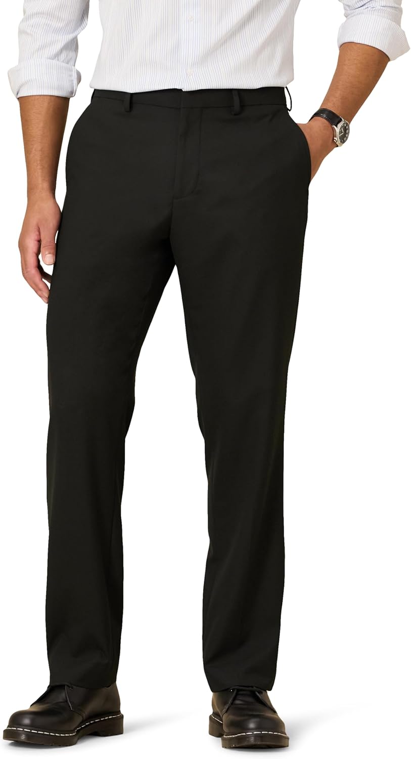 Men's Classic-Fit Wrinkle-Resistant Stretch Dress Pants 30W x 34L Black