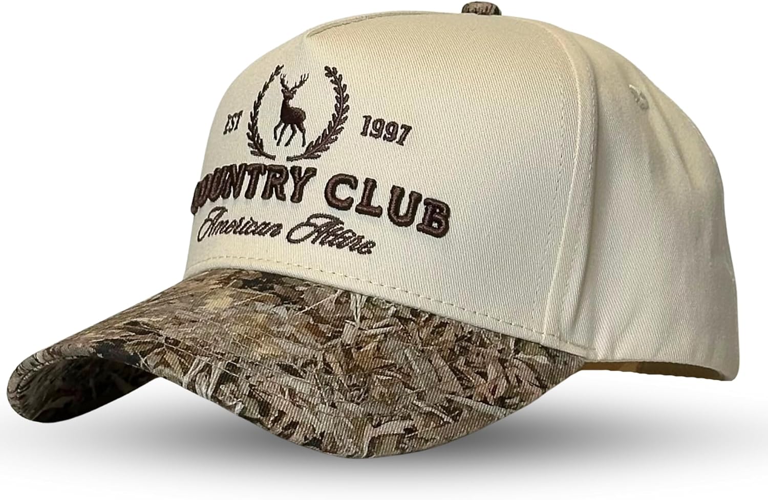 Vintage Western Trucker Hat - Men & Women - Country Cute Caps for Cowgirls Cowboys - Camo Denim Embroidered Cotton - Snapback Country Club - Camo Cotton