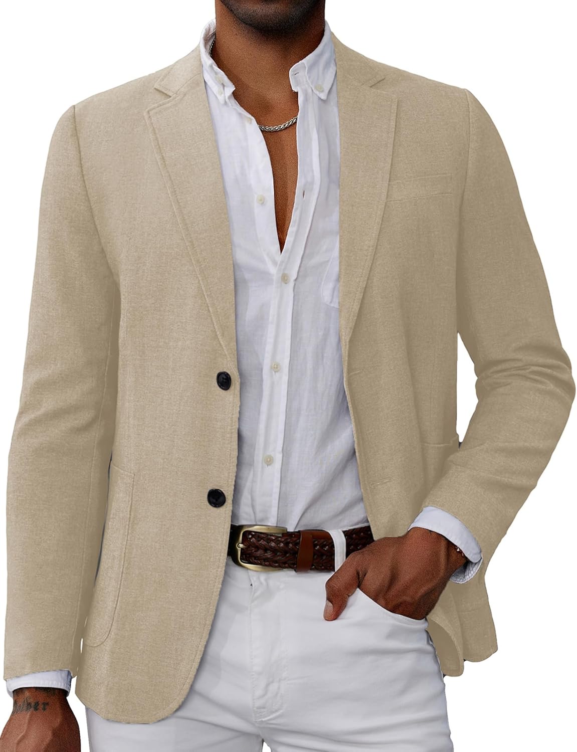 Mens Blazer Sport Coats Casual Lightweight 2 Button Sports Coat and Blazers Suit Jacket Apricot X-Large