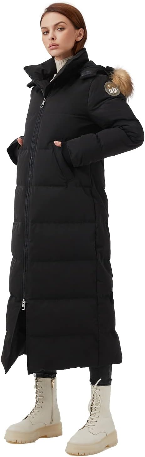 Women's Waukee Long Down Coat Parka Jacket - 750+ Fill Power - Full-Length Large Midnight fullguard balancewarmer