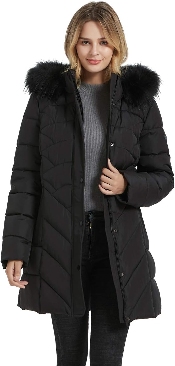 Women's Winter Warm Thicken Long Outwear Pockets Coat Parka Jacket XS-3XL X-Large Black