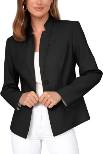 Womens Blazer Business Casual Long Sleeve Lapel Open Front Suit Jacket 2026 Dressy Work Office Blazers with Pockets Black Medium