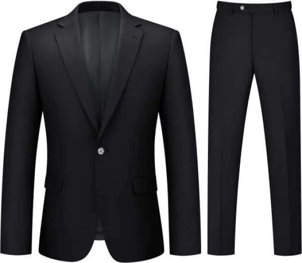Mens Suit 2 Piece Suits for Men One Button Slim Fit Solid Jacket & Pants Tuxedo Set Business Wedding Party Medium Black