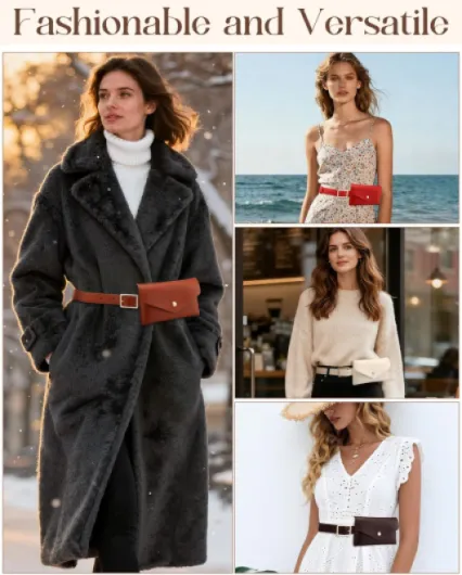 5 Pcs PU Leather Waist Belt Bags for Women Adjustable Fashion Waist Pouch Equestrian Belt Bags for Fashion Party Riding Hiking Daily Use Y2k Accessories