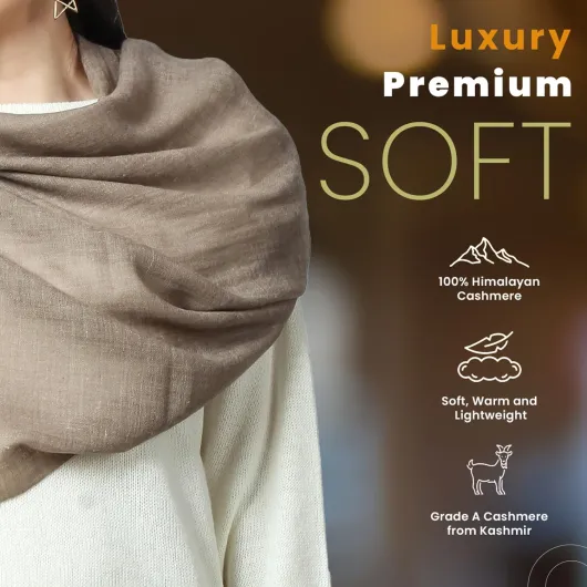 100% Himalayan Cashmere Wrap - Lightweight Cashmere Scarf - Ultra Thin Kashmiri Pashmina Shawl - Ideal For Travel Toosh