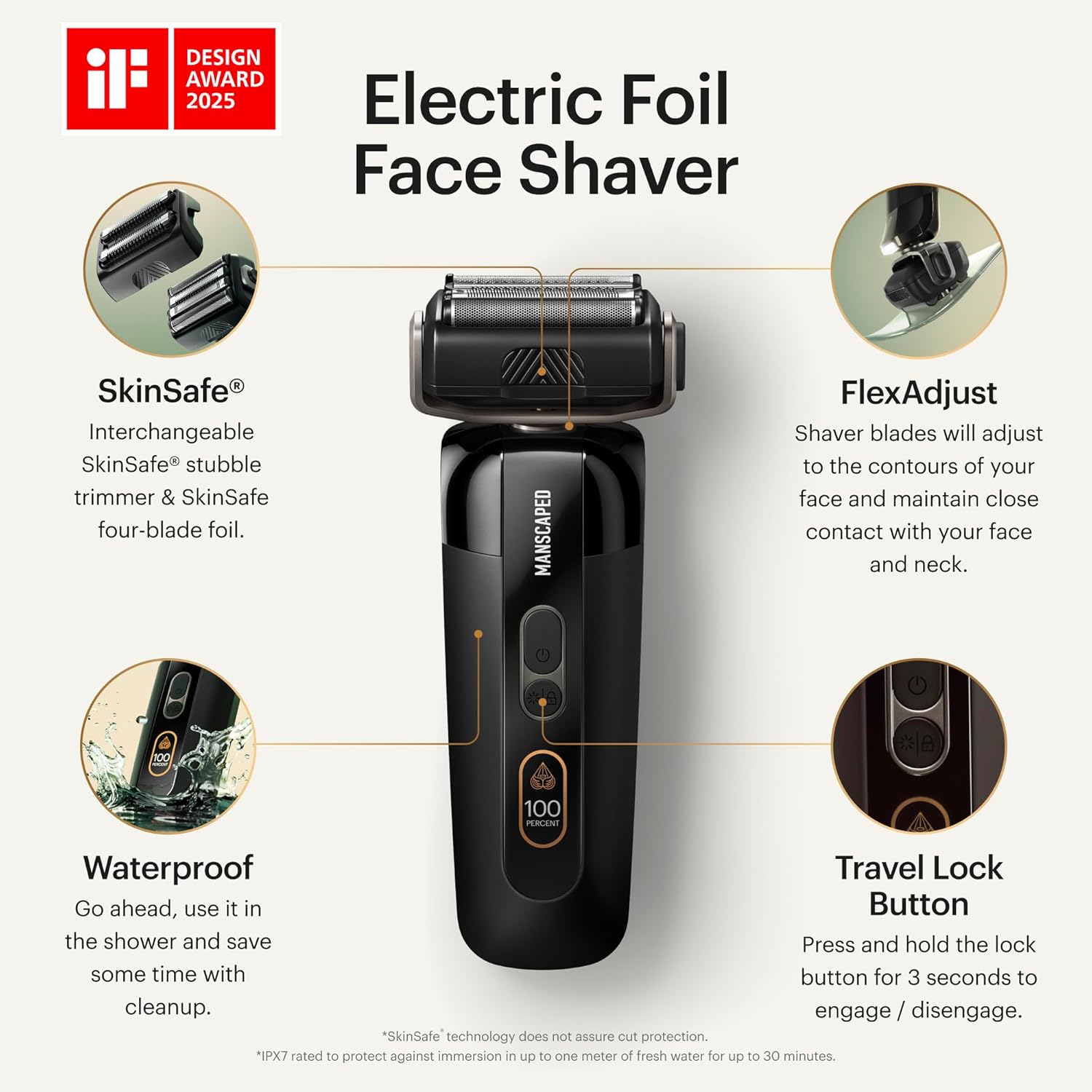 ® The Chairman™ PRO Men’s Electric Foil Face Shaver - Two Interchangeable Blade Heads, SkinSafe® Four-Blade Foil & Stubble Trimmer, USB-C Wireless Compatible Charging, Gentle on Neck