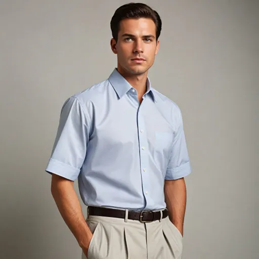 The refined appeal of the white pleated front short sleeve dress shirt for men