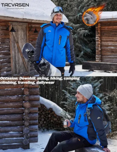 Men's Waterproof Hiking Fleece Jacket Warm Outdoor Skiing Ice Skating Hoodie L Black Grey