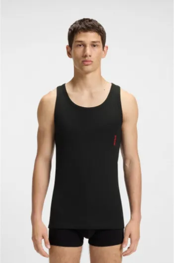 HUGO Mens Tank TOP Twin Pack Two-Pack of Stretch-Cotton Underwear Vests with Logos XXL New - Black1