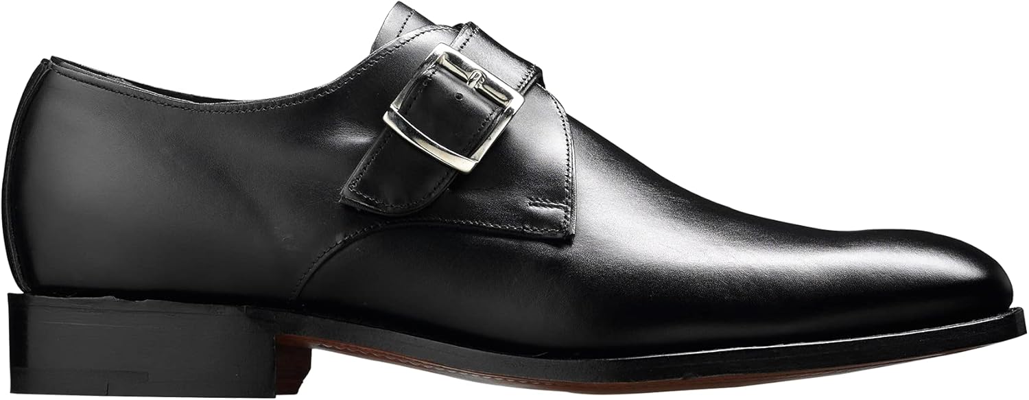 BARKER Northcote Men's Monk Strap Oxford Shoes – Classic Handmade Leather Formal Footwear 9 UK Black
