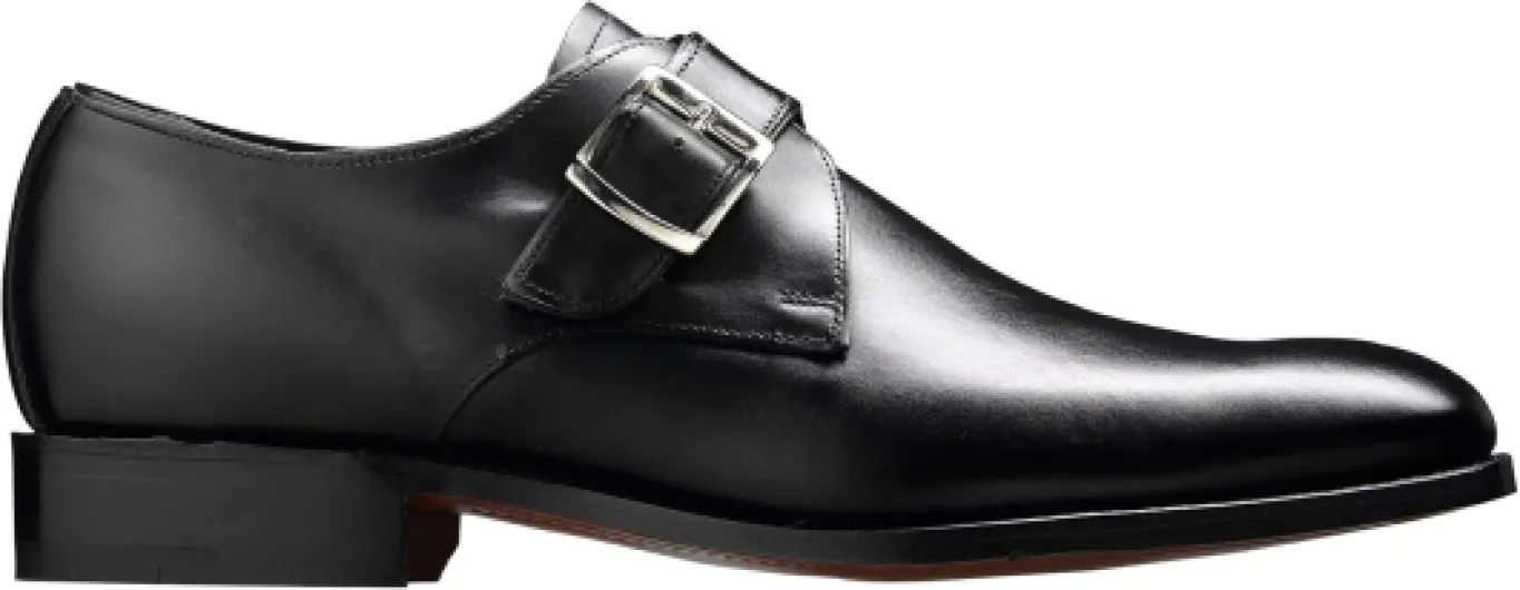 BARKER Northcote Men's Monk Strap Oxford Shoes – Classic Handmade Leather Formal Footwear 9 UK Black