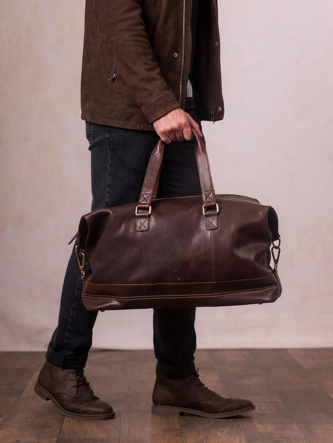 Keswick Real Leather Weekend and Overnight Holdall Duffle Bag in Brown