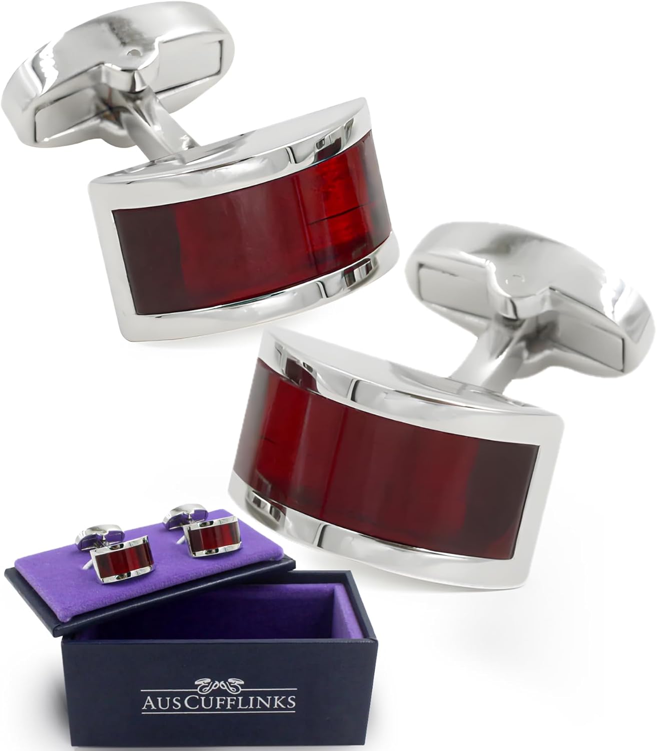 Ruby Stone Red Cufflinks - Ruby 40th Wedding Gift - Husband Present - Premium Cuff Links - Groomsmen Cufflinks