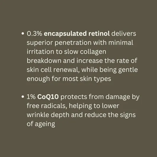 No.1 - Premium Retinol Serum 0.3% for Face with 1% Coenzyme Q10 30ml - Anti-Aging Night Skincare Serum - Fights Wrinkles + Blemishes - For Women and Men