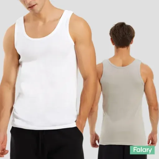 FALARY Mens Vest Tops (Pack of 5) Review: basic cotton tanks that do the job without fuss