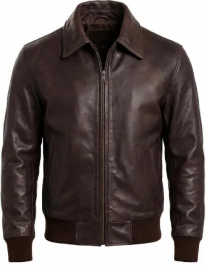 Mens Soft Lambskin Leather Bomber Jackets Motorcycle Casual Jacket Brown - Black XL Brown