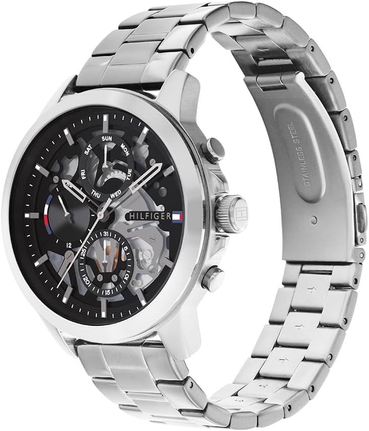 Tommy Hilfiger Analogue Multifunction Quartz Watch for Men with Stainless Steel or Leather Bracelet Silver