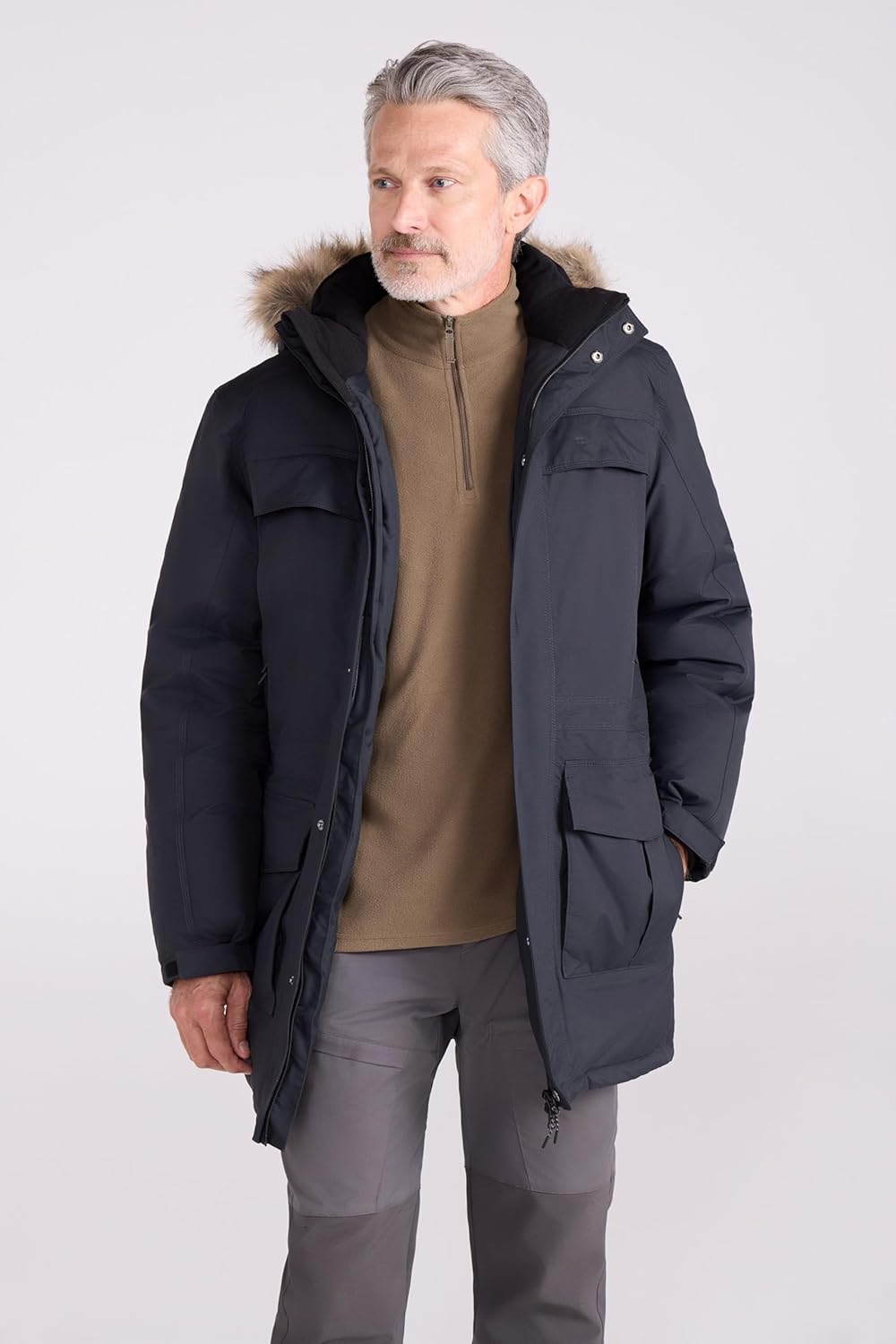 Antarctic Extreme Down Mens Jacket - Adjustable Waist, Waterproof Rain Coat, Quick Drying & Breathable Coat – Ideal for Travelling, Outdoors M Charcoal
