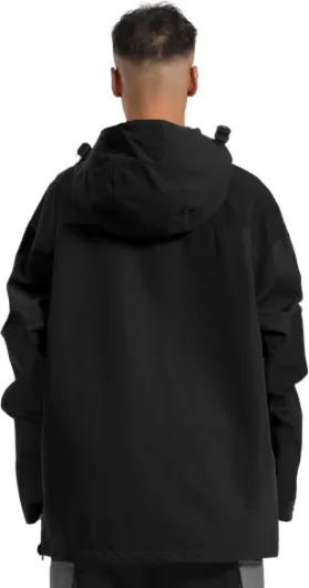 Mens Snowboard Jacket Baggy Ski Jacket - Unisex Multi Pockets Waterproof Windproof Breathable Warm Hooded Black L