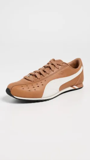 Men's Sprint Premium Sneakers 9 UK Caramel Latte Puma White