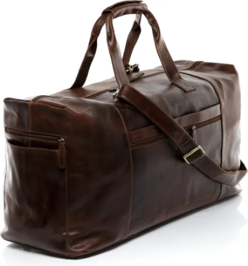 SID & VAIN Travel Bag Holdall Bristol XXL Duffel Bag Real Leather 65 cm Weekender Duffle Leather Bag Women and Men Xxl-brown