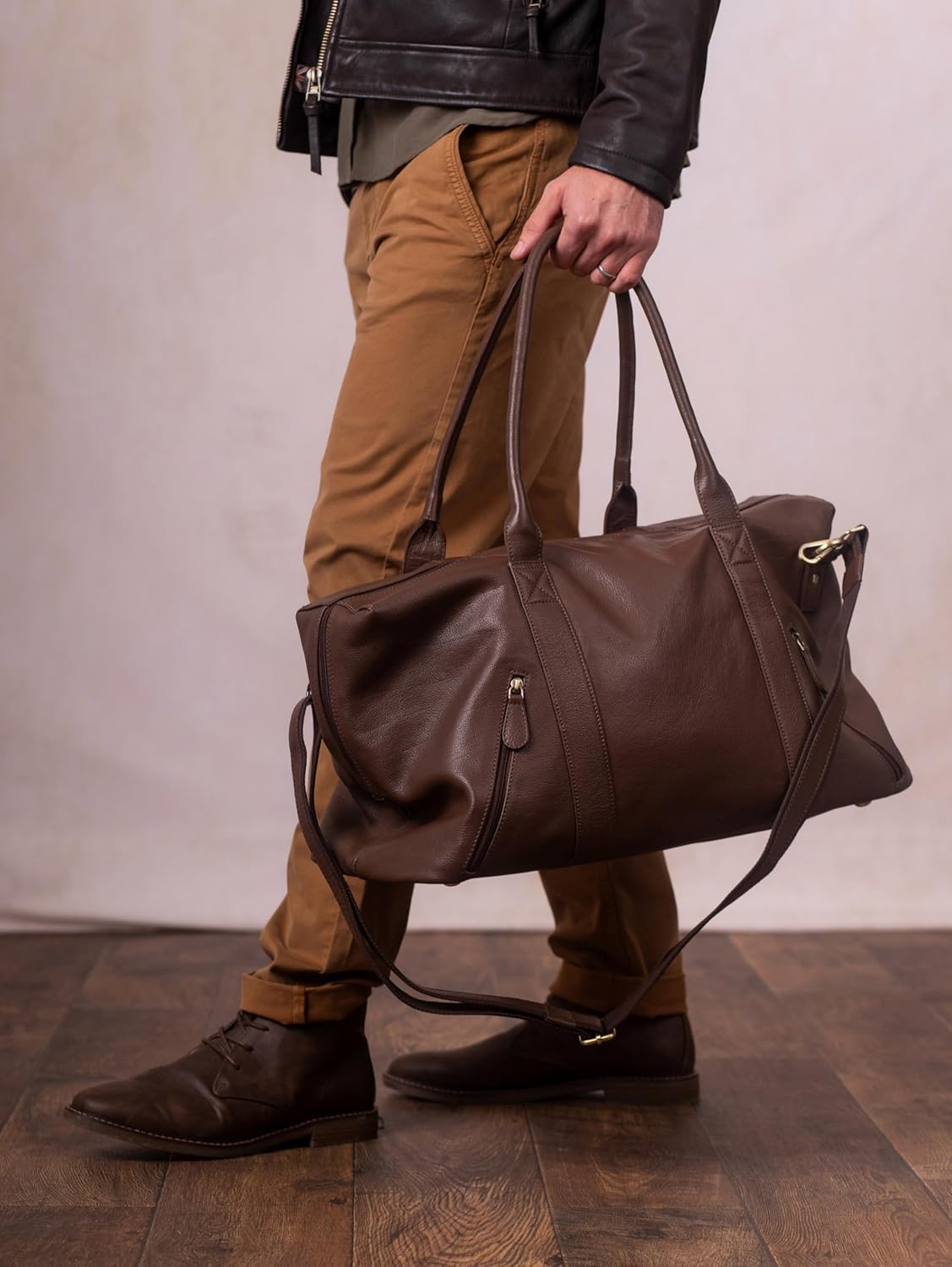 Discoverer - Leather Holdall Duffle Bag (52x27x23cm) Brown