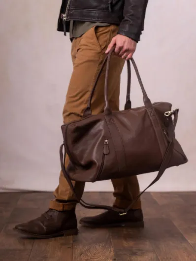 Discoverer - Leather Holdall Duffle Bag (52x27x23cm) Brown