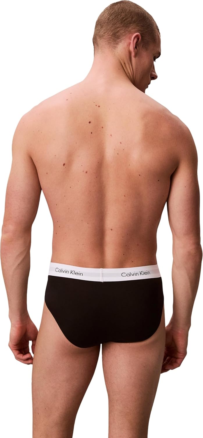 Calvin Klein Cotton Stretch 3 Pack Brief, Black with Red/Green/Navy M Multicolour (Black/White/Grey Heather)