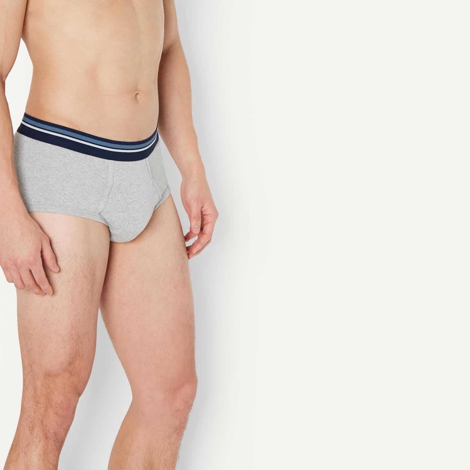 Men's Cotton Breathable Tag-Free Briefs Pants, Multipacks 5 Deep Blue / Navy / Light Grey Heather L