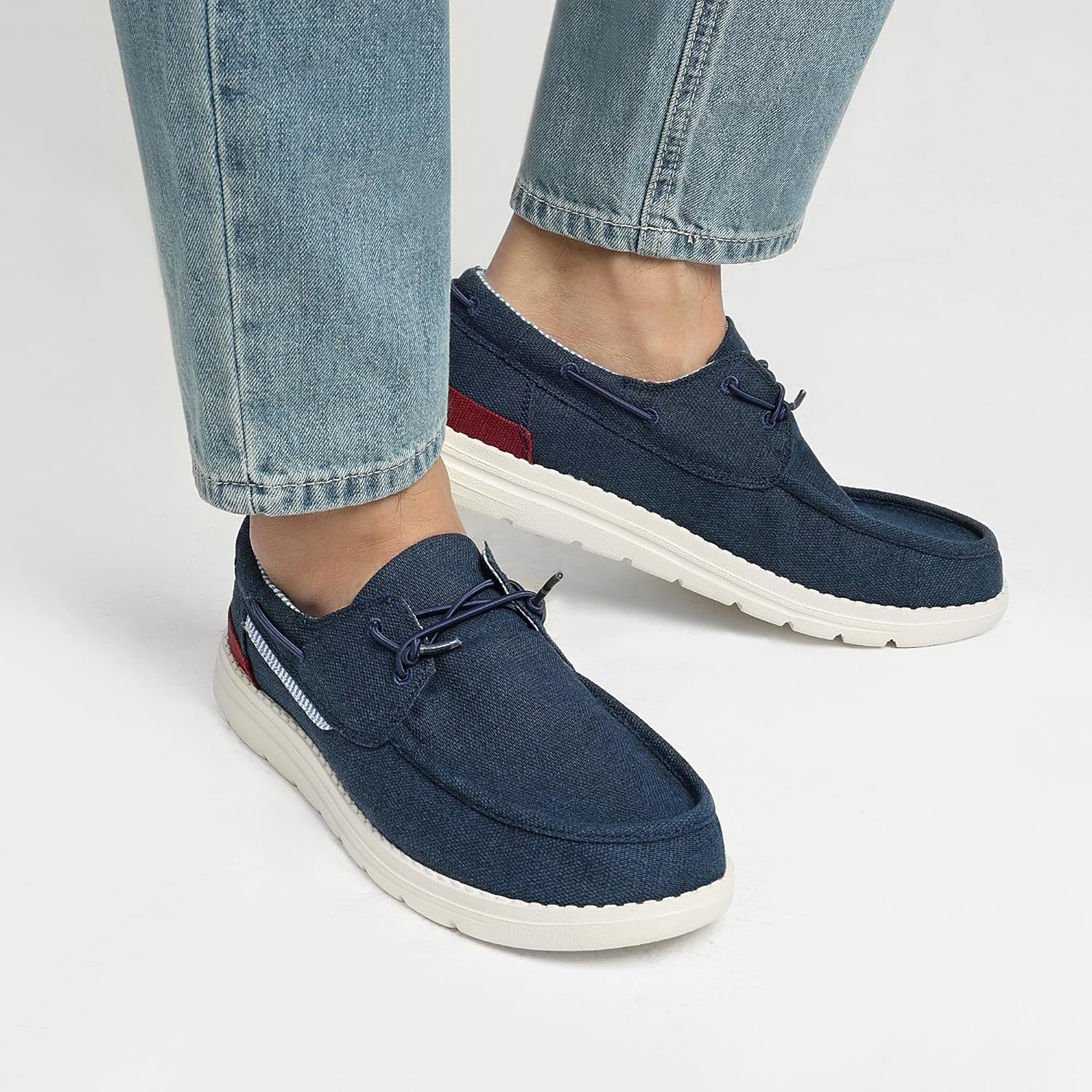 Men's Slip-on Canvas Loafers Casual Boat Shoes 10 UK Navy